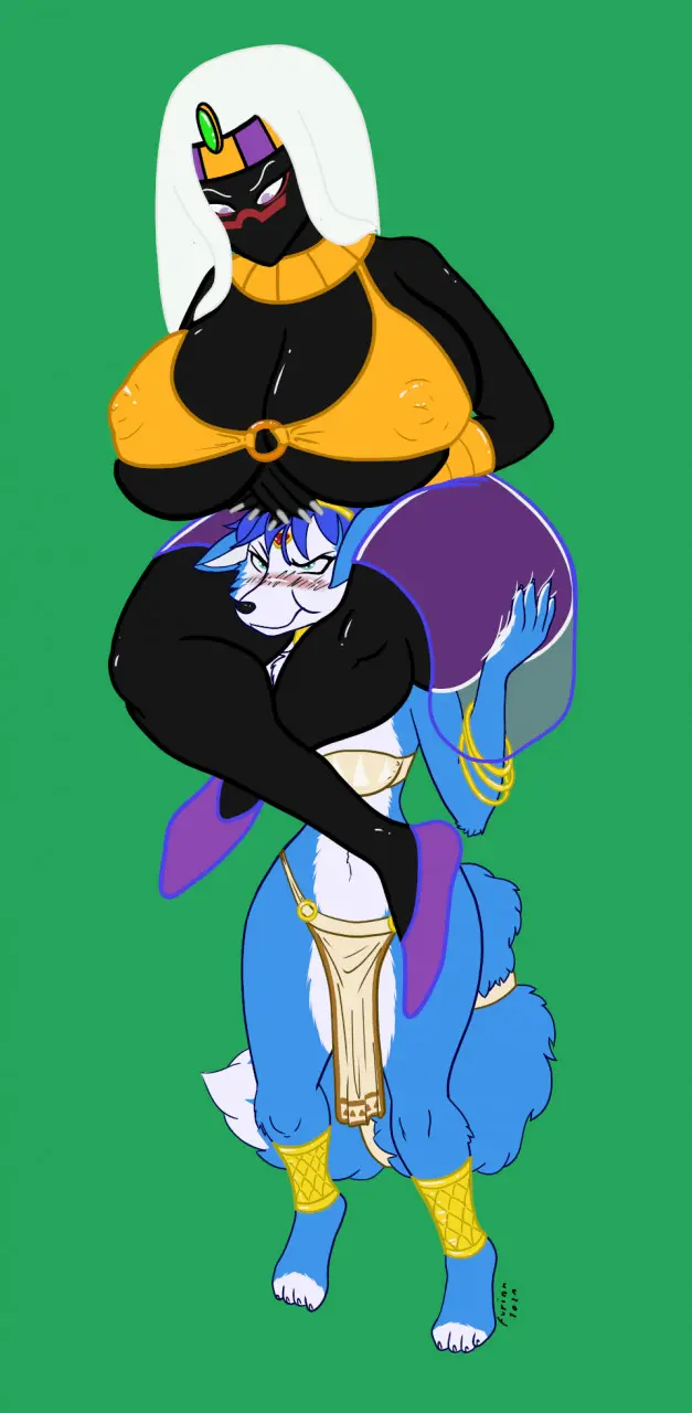 Image big_breasts,blush,breasts,female,white_hair,thick_thighs,huge_breasts,nintendo,black_body,facial_mark,alien,alien_girl,looney_tunes,warner_brothers,alien_humanoid,duck_dodgers,martian,martian_(duck_dodgers),queen_tyr'ahnee,krystal,star_fox,purple_skirt,see-through_skirt,slit_skirt,yellow_bikini_top,hard_nipples,krystal_(star_fox),legs_wrapped_around_head,riding_on_shoulder,furion100,holding_thighs,tribal_clothing