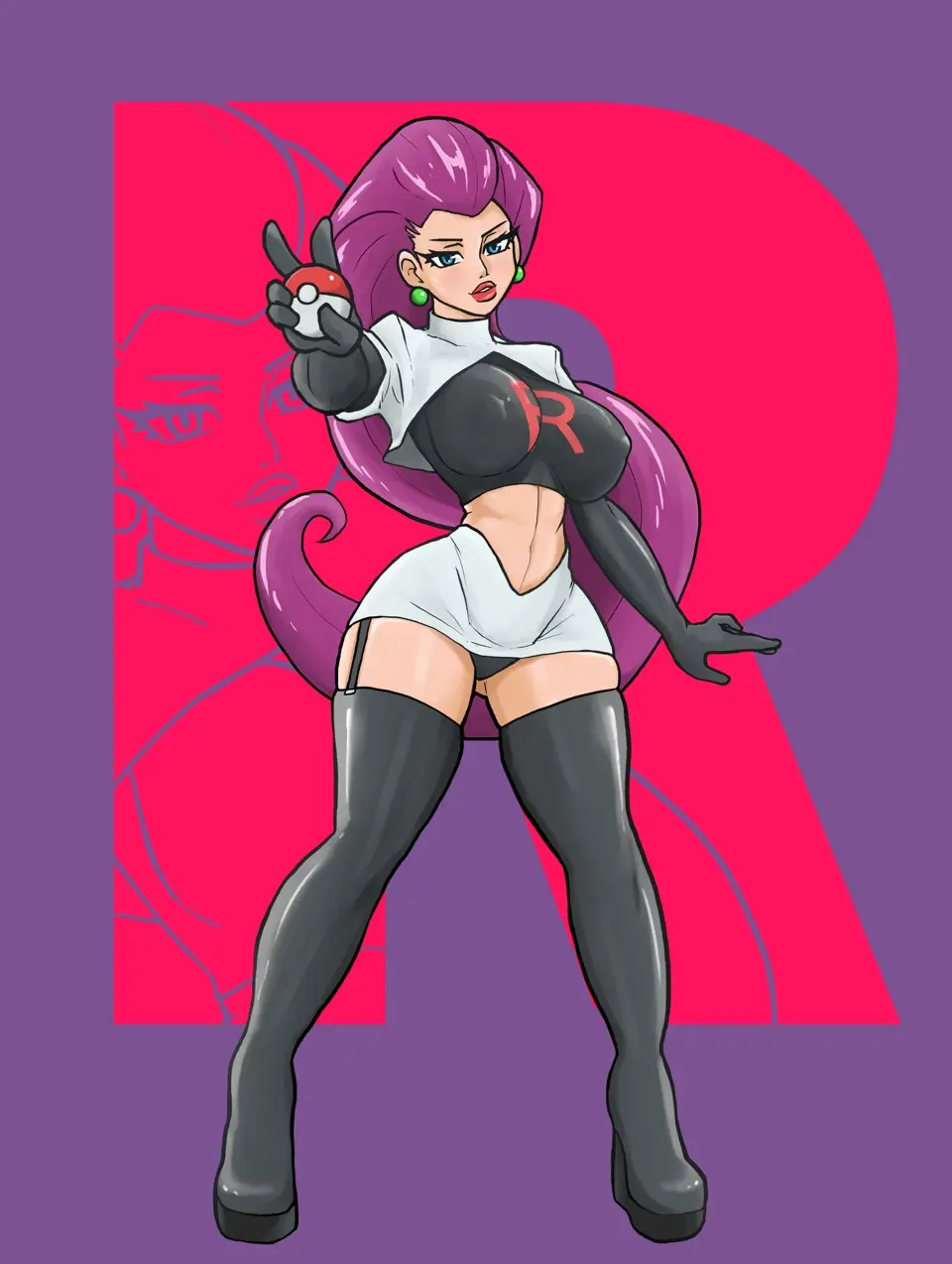 Image 1girls,big_breasts,breasts,female,female_only,long_hair,solo,black_gloves,blue_eyes,gloves,pokemon,thighhighs,earrings,thick_thighs,thighs,wide_hips,hips,solo_female,hair,huge_breasts,pink_hair,lips,mature_female,skirt,heels,high_heels,footwear,holding_object,ear_piercing,lipstick,thick_lips,mature,legwear,nipple_piercing,full_body,fully_clothed,jessie_(pokemon),white_skirt,black_thighhighs,garter_straps,pokeball,pink_lips,pink_lipstick,short_skirt,pokemon_(anime),pencil_skirt,moobas