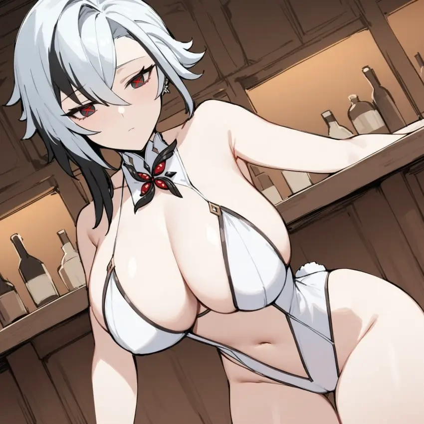 Image 1girls,big_breasts,breasts,female,female_only,hi_res,highres,large_breasts,light-skinned_female,looking_at_viewer,red_eyes,solo,short_hair,symbol-shaped_pupils,multicolored_hair,two_tone_hair,ai_generated,solo_female,bunny_girl,genshin_impact,commentary_request,bunny_tail,bunnysuit,high_resolution,arlecchino_(genshin_impact),english_commentary,x-shaped_pupils