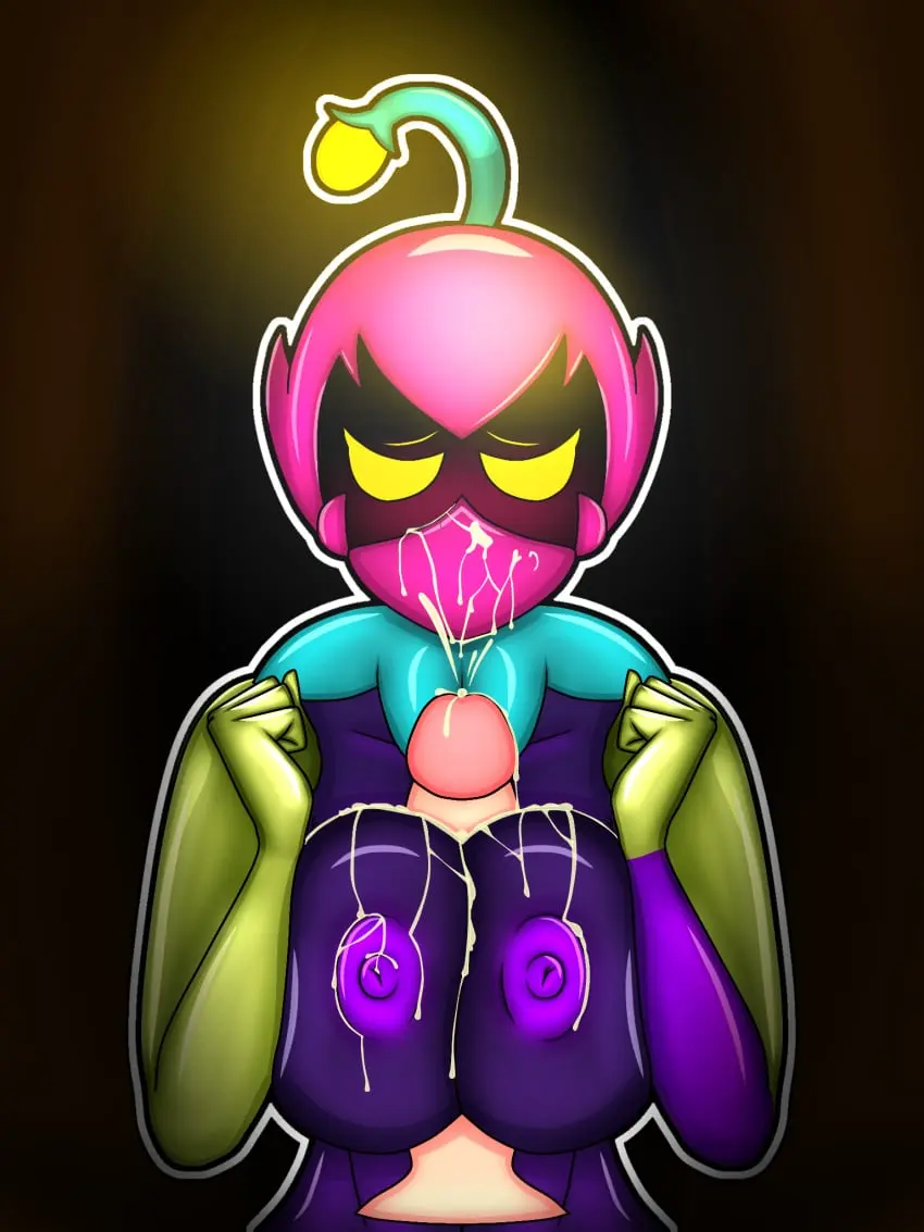 Image big_breasts,breasts,female,cum,penis,yellow_eyes,big_penis,monster_girl,paizuri,cum_on_breasts,cumshot,titjob,brawl_stars,titfuck,lily_(brawl_stars),colt_(brawl_stars),horichandrawings