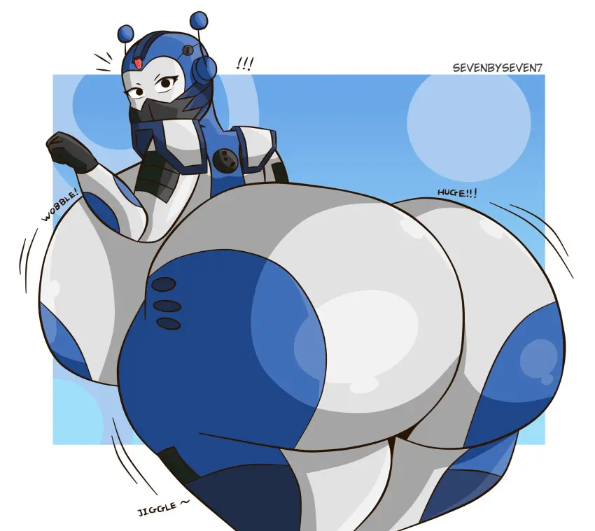 Image 1girls,big_breasts,breasts,female,ass,big_ass,big_butt,thick_thighs,artist_name,no_mouth,ass_focus,commission,robot,robot_girl,bending_over,android,tiwi,movement_lines,android_girl,jiggling_ass,jiggling_butt,antennae,wobble,jiggling_breasts,wobbling_breasts,!!!,sevenbyseven7