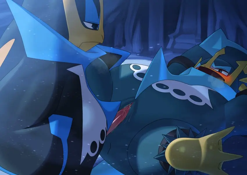 Image blush,female,standing,blue_eyes,male,penis,pokemon,pokemon_(species),pussy,shiny_pokemon,lying,sex,duo,erection,male/female,spread_legs,spreading,cave,vaginal_penetration,nintendo,penetration,genitals,multicolored_body,black_body,female_penetrated,biped,blue_body,from_front_position,avian,avian_feet,bird,generation_4_pokemon,detailed_background,feral,penguin,empoleon,katahane3