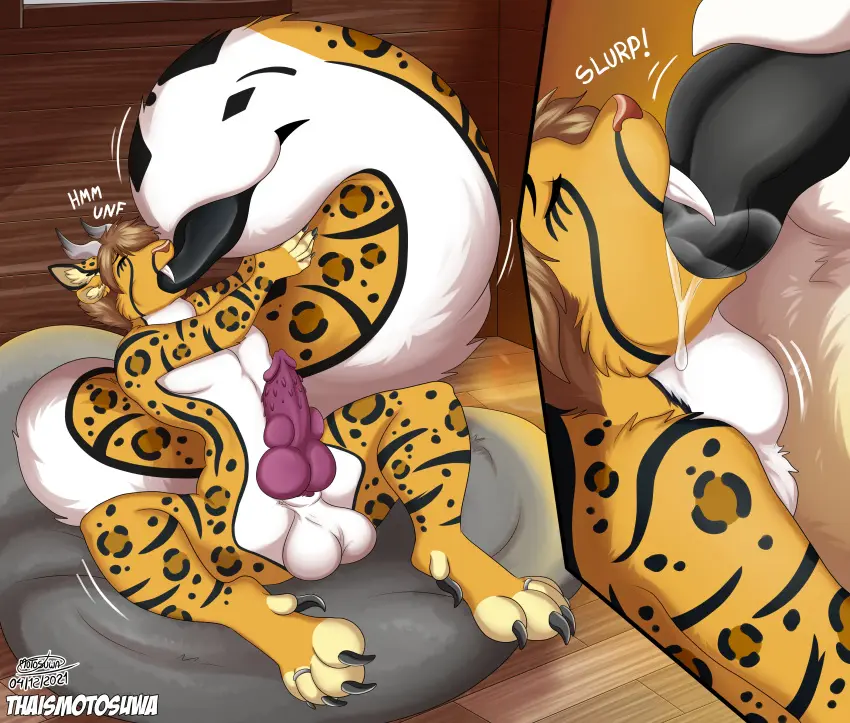 Image hi_res,solo,1boy,male,oral,penis,tail,tongue,2021,fellatio,male_only,solo_focus,balls,anthro,absurd_res,saliva,penetration,deepthroat,bulge,bodily_fluids,genitals,mammal,paws,feline,oral_penetration,kissing,male_focus,hybrid,felid,french_kiss,thaismotosuwa,chimera,neck_bulge,unusual_anatomy,unusual_tail,throat,tail_mouth,akina_hornsabre,tongue_in_throat
