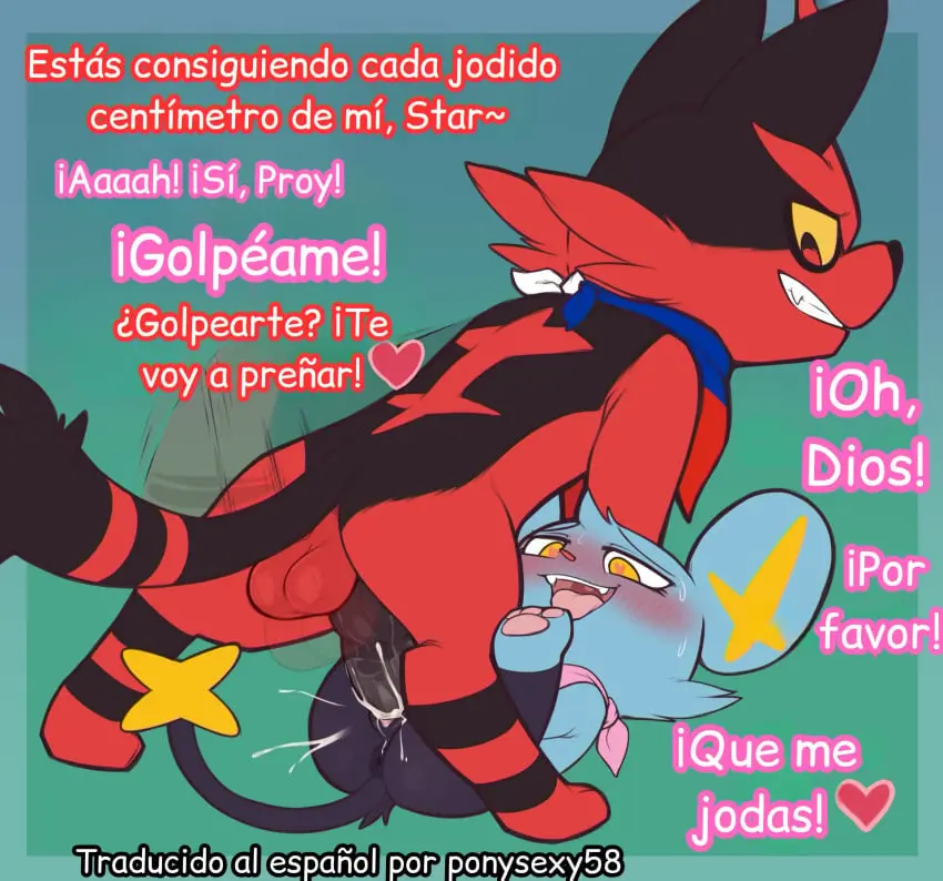 Image blush,female,hi_res,open_mouth,red_eyes,simple_background,smile,cum,male,penis,pokemon,pokemon_(species),pussy,sweat,yellow_eyes,tongue,colored,duo,open_smile,teeth,balls,male/female,cum_in_pussy,cum_inside,text,anus,ahe_gao,looking_pleasured,sweatdrop,nintendo,sharp_teeth,genital_fluids,orgasm,bodily_fluids,fur,genitals,dialogue,black_body,black_eyes,translated,leaking_cum,black_nose,2024,blue_body,fingers,spanish_text,blue_fur,scarf,generation_4_pokemon,heart_symbol,orgasm_face,3_fingers,red_body,black_fur,pink_nose,red_fur,heart_eyes,generation_7_pokemon,mouth_closed,white_scarf,blue_scarf,closed_smile,english_description,porldraws,red_scarf,torracat,pink_scarf,proy_the_torracat,shinx,star_the_shinx