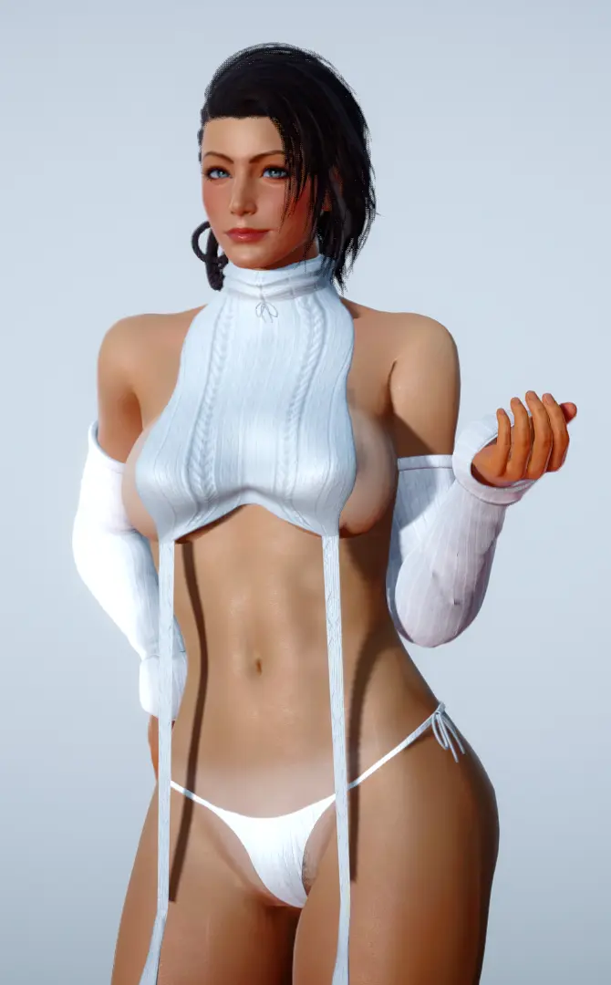 Image 1girls,blush,breasts,female,looking_at_viewer,ass,big_ass,small_breasts,dark_skin,wide_hips,green_eyes,curvy,curvy_female,pose,dark-skinned_female,medium_hair,fit,fit_female,partially_clothed,video_games,latina,video_game_character,azucena_milagros_ortiz_castillo,namco,peruvian_female,tekken,tekken_8,mod
