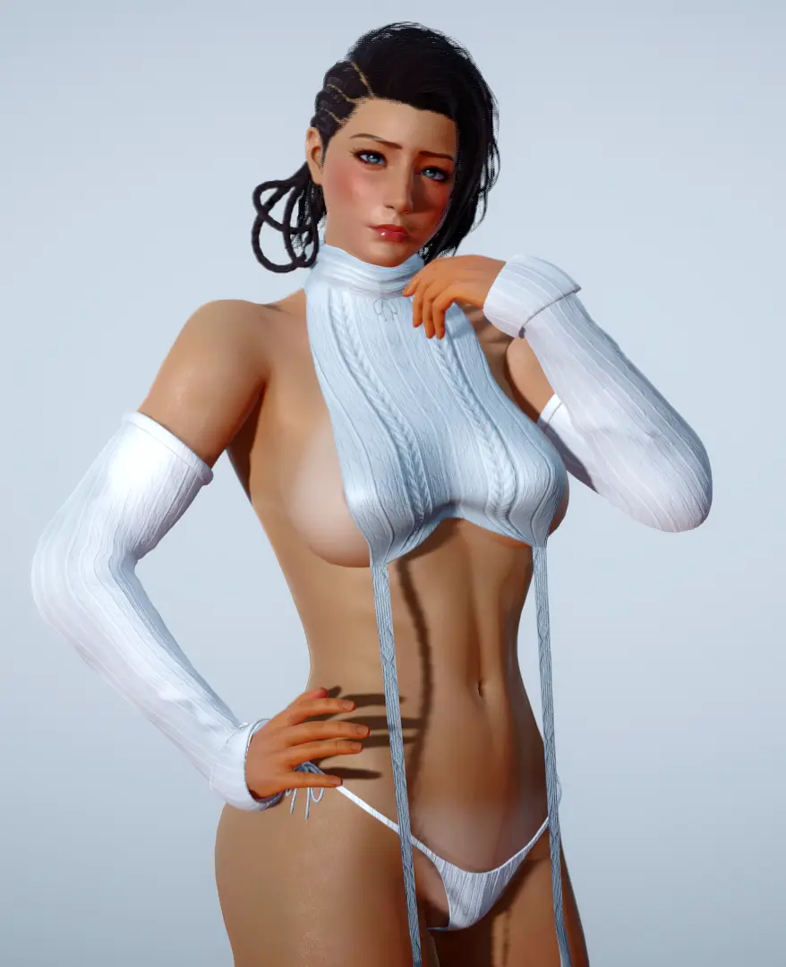 Image 1girls,blush,breasts,female,looking_at_viewer,ass,big_ass,small_breasts,dark_skin,wide_hips,green_eyes,curvy,curvy_female,pose,dark-skinned_female,medium_hair,fit,fit_female,partially_clothed,video_games,latina,bandai_namco,video_game_character,azucena_milagros_ortiz_castillo,namco,peruvian_female,tekken,tekken_8,mod