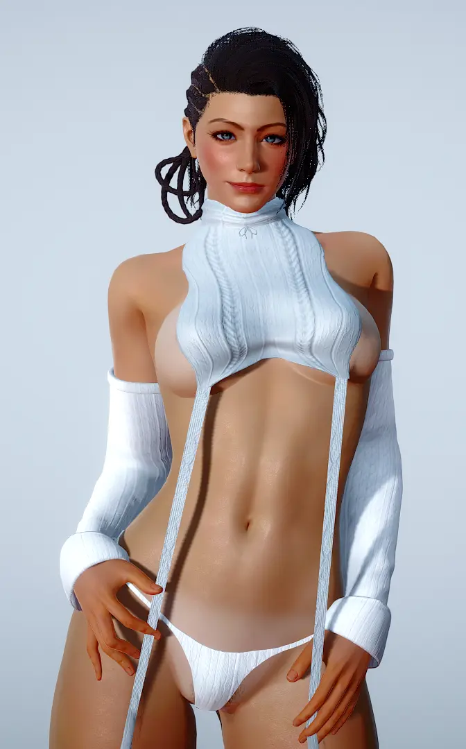 Image 1girls,blush,breasts,female,looking_at_viewer,ass,big_ass,small_breasts,dark_skin,wide_hips,green_eyes,curvy,curvy_female,pose,dark-skinned_female,medium_hair,fit,fit_female,partially_clothed,video_games,latina,bandai_namco,video_game_character,azucena_milagros_ortiz_castillo,namco,peruvian_female,tekken,tekken_8,mod