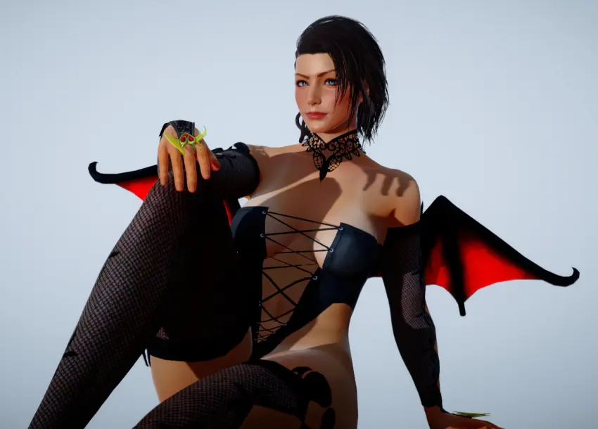 Image 1girls,breasts,female,female_only,small_breasts,thick_thighs,athletic,dark_skin,wide_hips,green_eyes,sitting,dark-skinned_female,medium_hair,demon_girl,video_games,latina,athletic_female,bandai_namco,sitting_on_floor,video_game_character,azucena_milagros_ortiz_castillo,namco,peruvian_female,tekken,tekken_8,mod