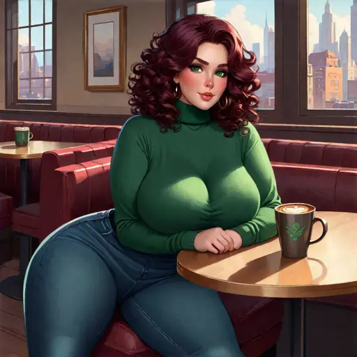 Image breasts,clothed,female,large_breasts,ai_generated,tagme,green_eyes,busty,chubby,chubby_female,sweater,bbw,redhead