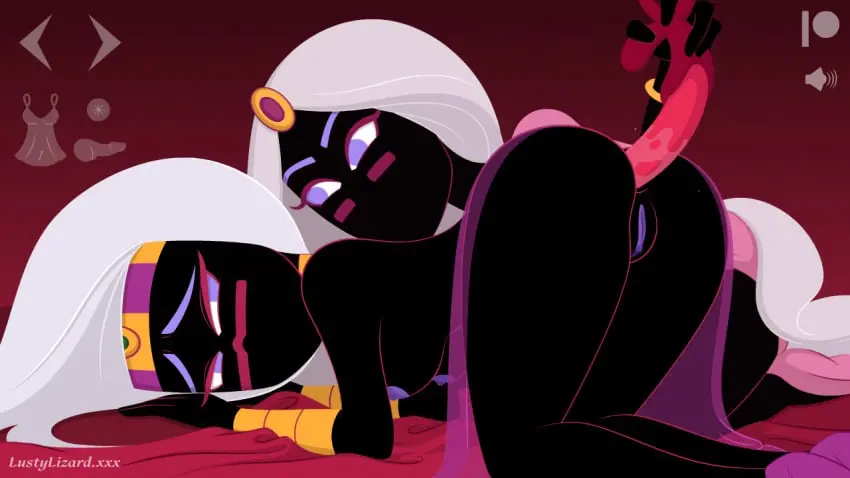 Image female,white_hair,anal,pink_hair,purple_eyes,animated,sex_toy,black_body,dildo,gif,alien,dildo_in_ass,alien_girl,facial_markings,looney_tunes,warner_brothers,alien_humanoid,duck_dodgers,martian,martian_(duck_dodgers),queen_tyr'ahnee,lustylizard,martian_handmaiden