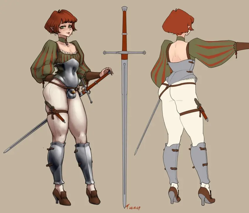 Image 1boy,male,penis,short_hair,red_hair,femboy,trap,tagme,green_eyes,elf,1femboy,small_penis,high_heels,chastity_cage,armor,sword,chastity,chastity_device,ztyoho,dagger,cock_cage,caged_cock,landsknecht,penis_cage