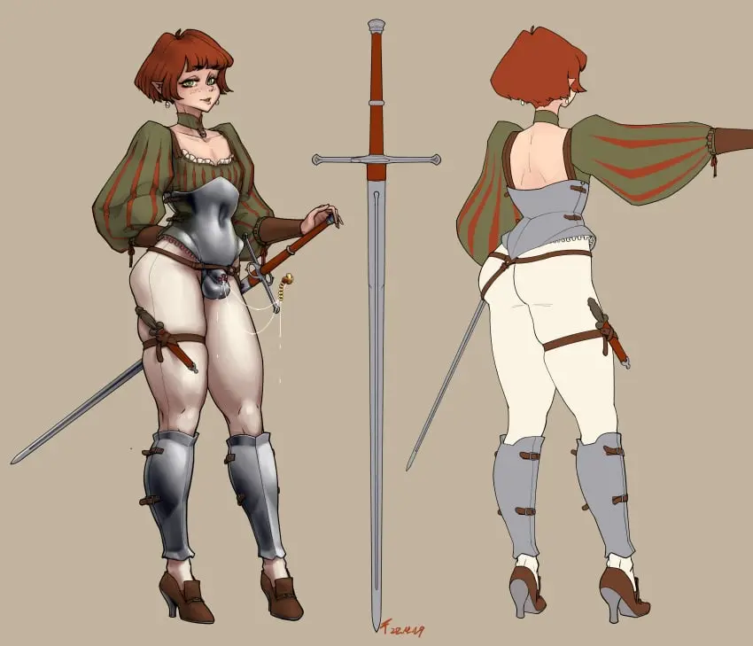Image penis,short_hair,red_hair,femboy,tagme,green_eyes,elf,small_penis,collar,high_heels,chastity_cage,leaking_cum,armor,sword,chastity,chastity_device,ztyoho,dagger,cock_cage,caged_cock,penis_cage