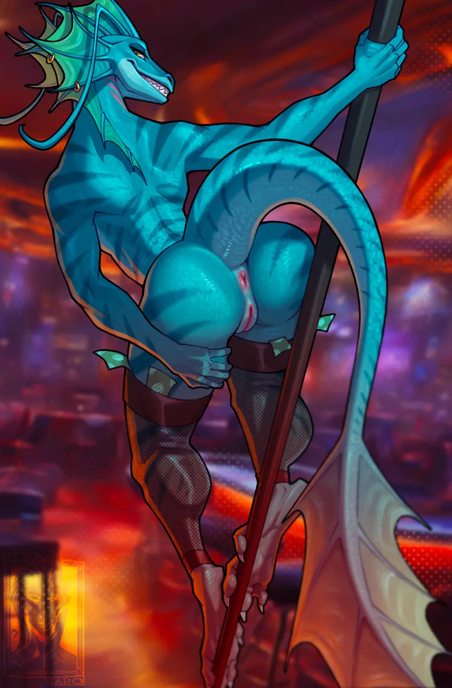 Image female,hi_res,solo,pussy,anthro,anus,mythology,genitals,claws,blue_body,scales,scalie,mythological_creature,dragon,mythological_scalie,blue_scales,white_claws,membrane_(anatomy),pink_anus,pole,blue_membrane,pink_pussy,ereau,kalimah,neverneverland