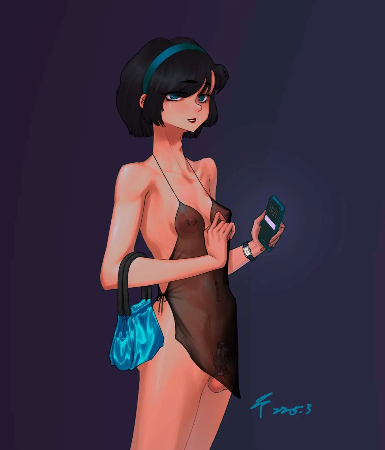 Image nipples,standing,black_hair,blue_eyes,male,penis,short_hair,femboy,tagme,dress,small_penis,2022,collar,see-through,chastity_cage,nipple_piercing,see-through_clothing,phone,chastity,chastity_device,ztyoho,handbag,see-through_dress,cock_cage,hormone_breasts,caged_cock,penis_cage
