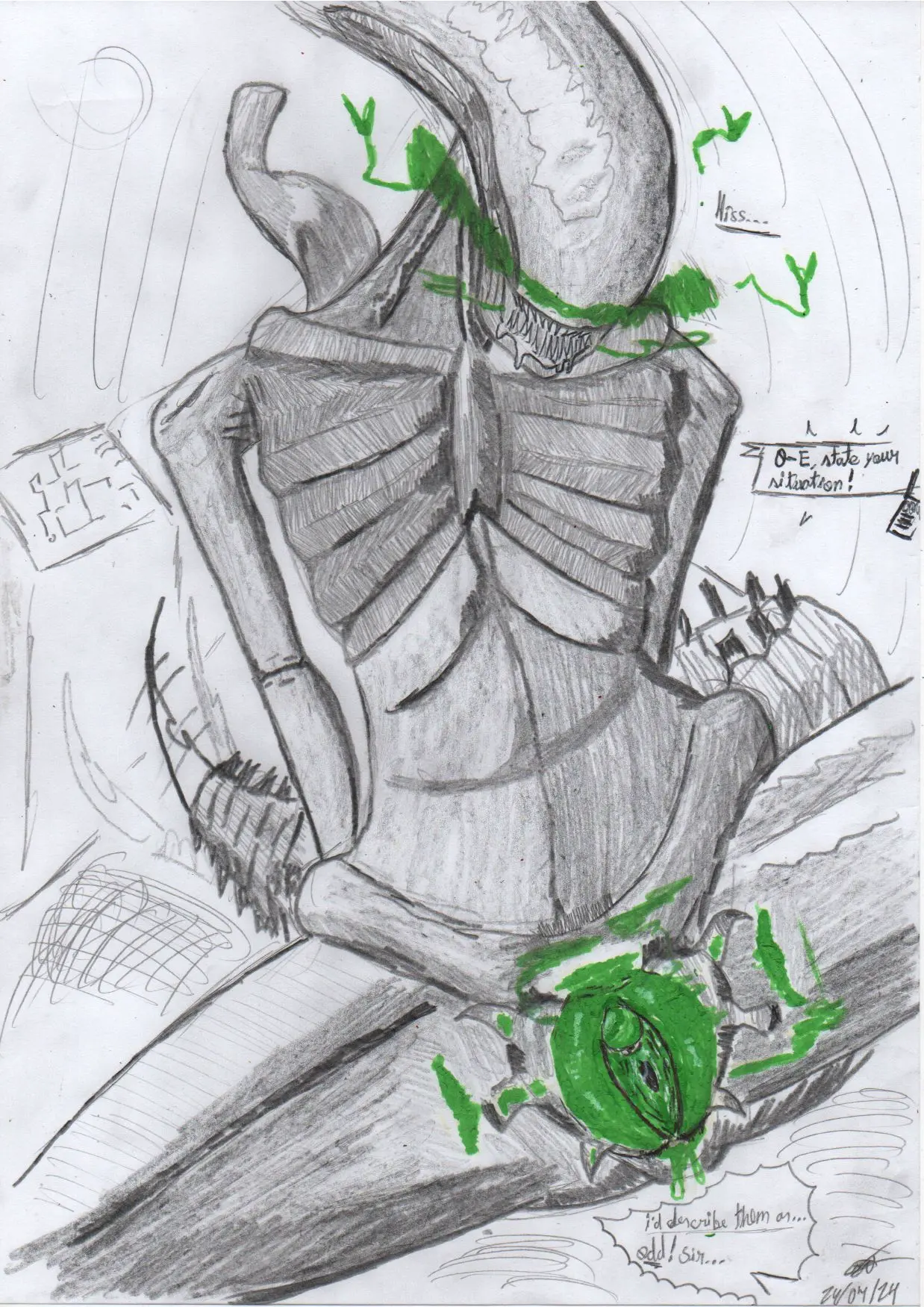 Image blush,female,hi_res,smile,pussy,humanoid,drooling,anthro,spread_legs,spreading,saliva,genital_fluids,bodily_fluids,genitals,blush_lines,glowing,alien,vaginal_fluids,traditional_media_(artwork),alien_humanoid,alien_genitalia,green_pussy,manga_style,unusual_anatomy,unusual_genitalia,unusual_pussy,alien_(franchise),xenomorph,sofn54