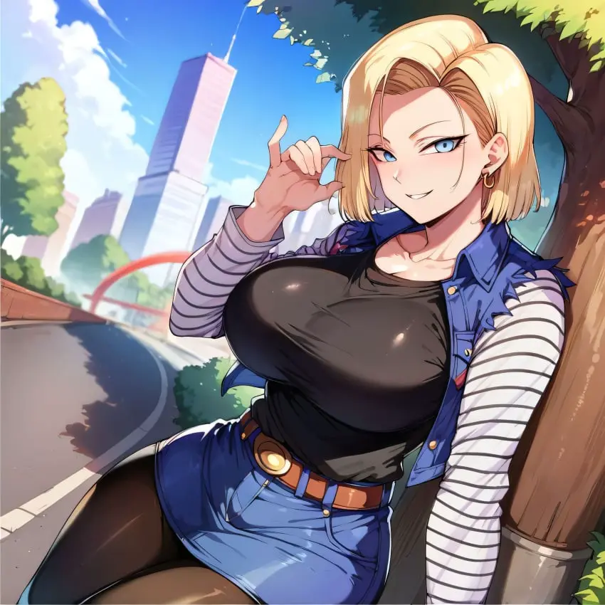 Image 1girls,big_breasts,breasts,female,large_breasts,nipples,solo,sweat,thick_thighs,thighs,ai_generated,huge_breasts,android_18,dragon_ball,dragon_ball_z,busty,curvy,curvy_body,curvy_female,curvy_figure,outdoors,skirt,alternate_breast_size,curvaceous,sweating,sweaty,sweaty_body,sweaty_breasts,venus_body,fellatio_gesture,bostin
