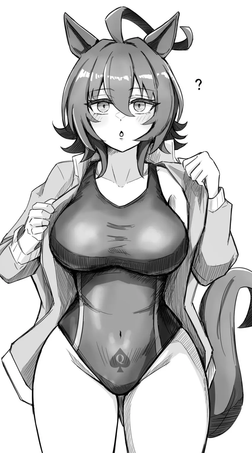 Image 1girls,big_breasts,breasts,female,thick_thighs,swimsuit,tight_clothing,see-through,edit,edited,queen_of_spades,see-through_clothing,third-party_edit,umamusume,umamusume_pretty_derby,translucent,spade_tattoo,agnes_tachyon_(umamusume)