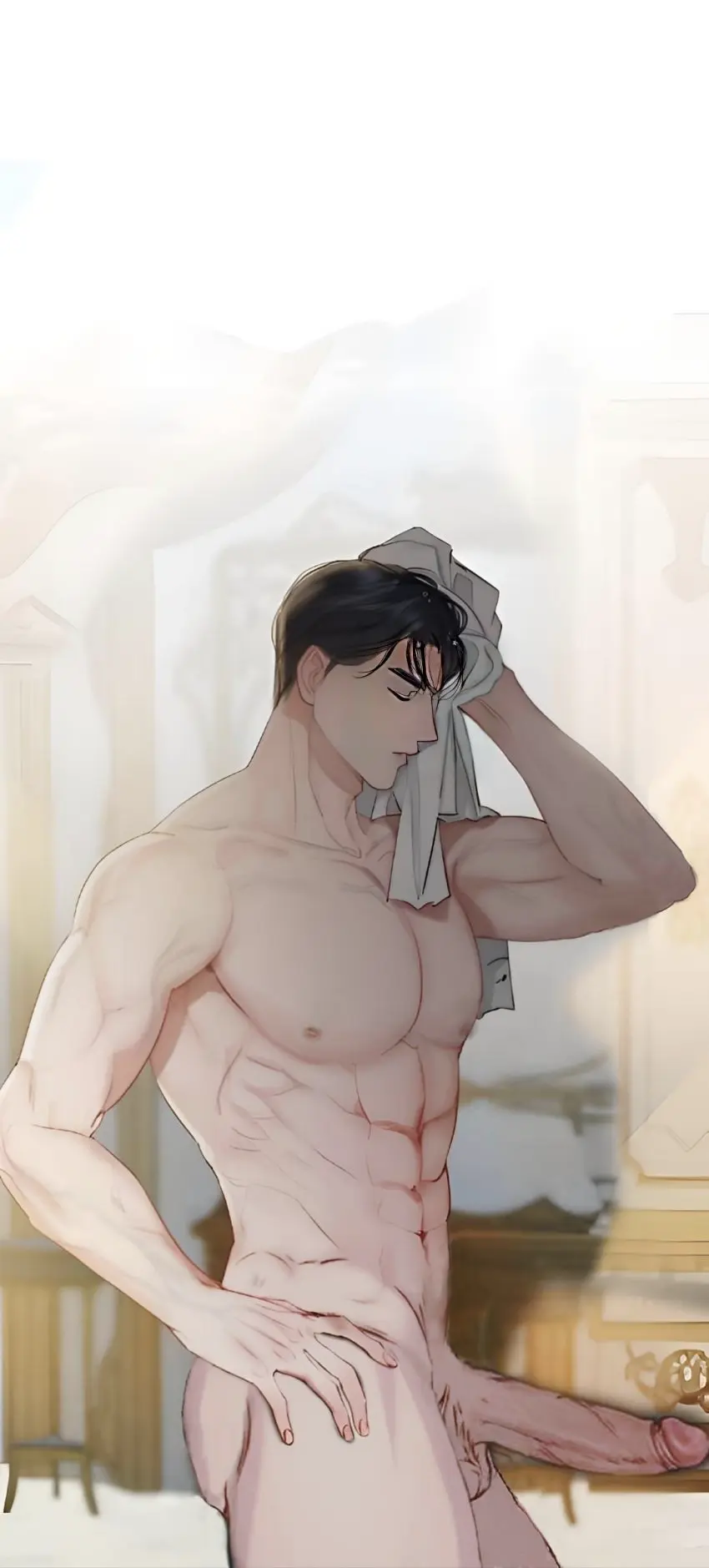 Image black_hair,penis,big_penis,balls,big_balls,wet_body,towel,abs,heavy_balls,handsome,eirene,eiser_grayan,eiser_grayon,eiser_leinz_grayan,serena_(manhwa)