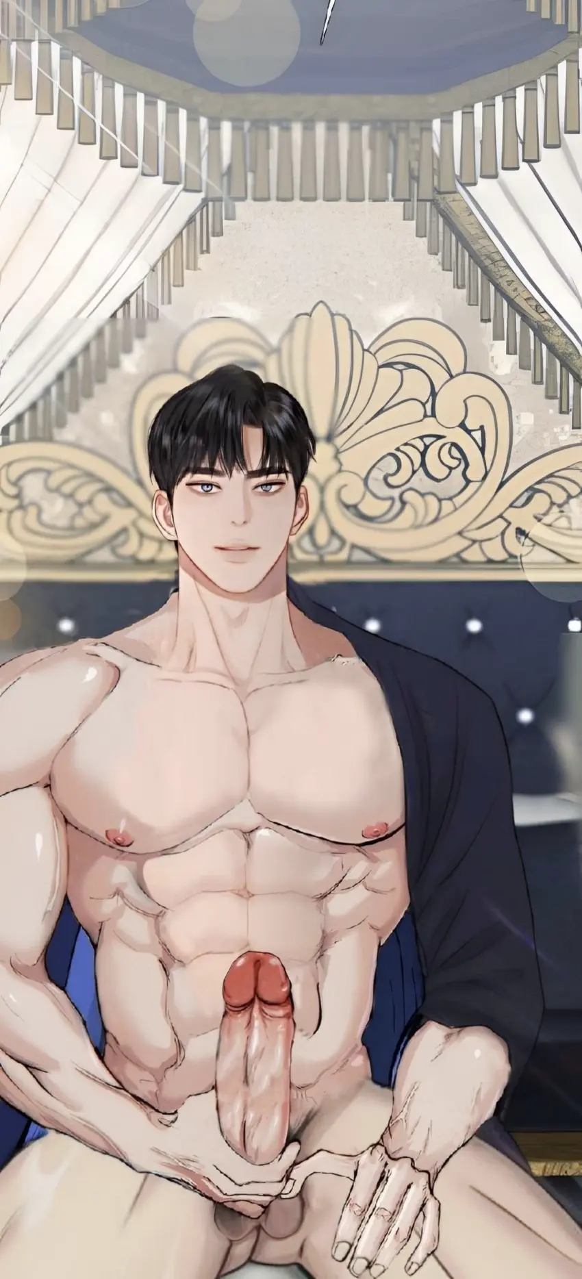 Image black_hair,penis,big_penis,balls,big_balls,abs,heavy_balls,handsome,eiser_grayan,eiser_grayon,eiser_leinz_grayan,serena_(manhwa)