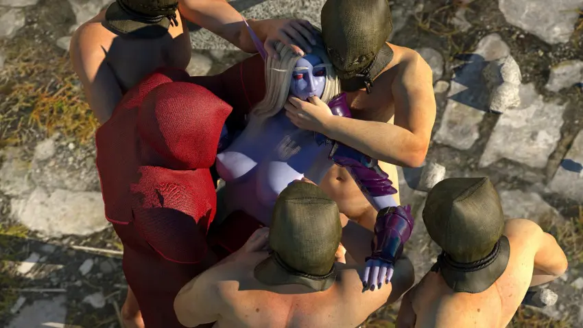 Image 1girls,female,human,light_skin,male,nude,light-skinned_male,blonde_hair,warcraft,world_of_warcraft,3d,blizzard_entertainment,blue_skin,5boys,undead,forsaken,sylvanas_windrunner,undead_(warcraft),zuleyka