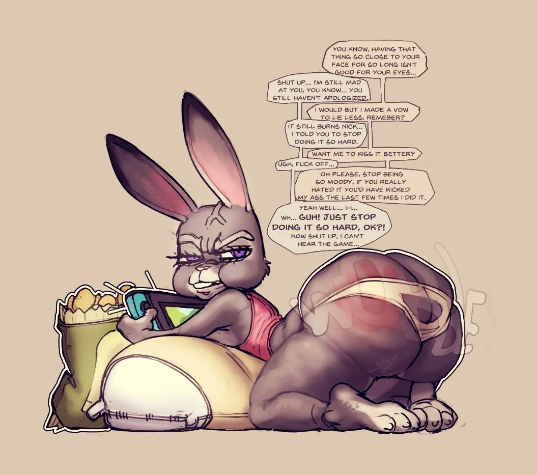Image 1girls,breasts,female,solo,ass,big_ass,bottom_heavy,huge_ass,anthro,english_text,rabbit,wedgie,ass_cleavage,butt_crack,zootopia,judy_hopps,name_drop,sixsidesofmyhead