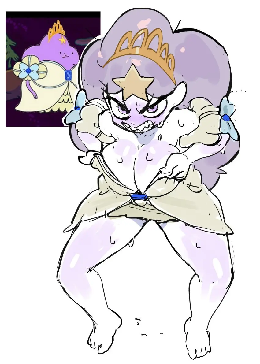 Image female,solo,white_background,big_hair,purple_skin,adventure_time,lumpy_space_princess