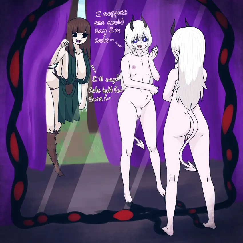 Image 1girls,breasts,female,1boy,male,nude,penis,ass,text,tagme,pubic_hair,mirror,tent,lewd_niyarts
