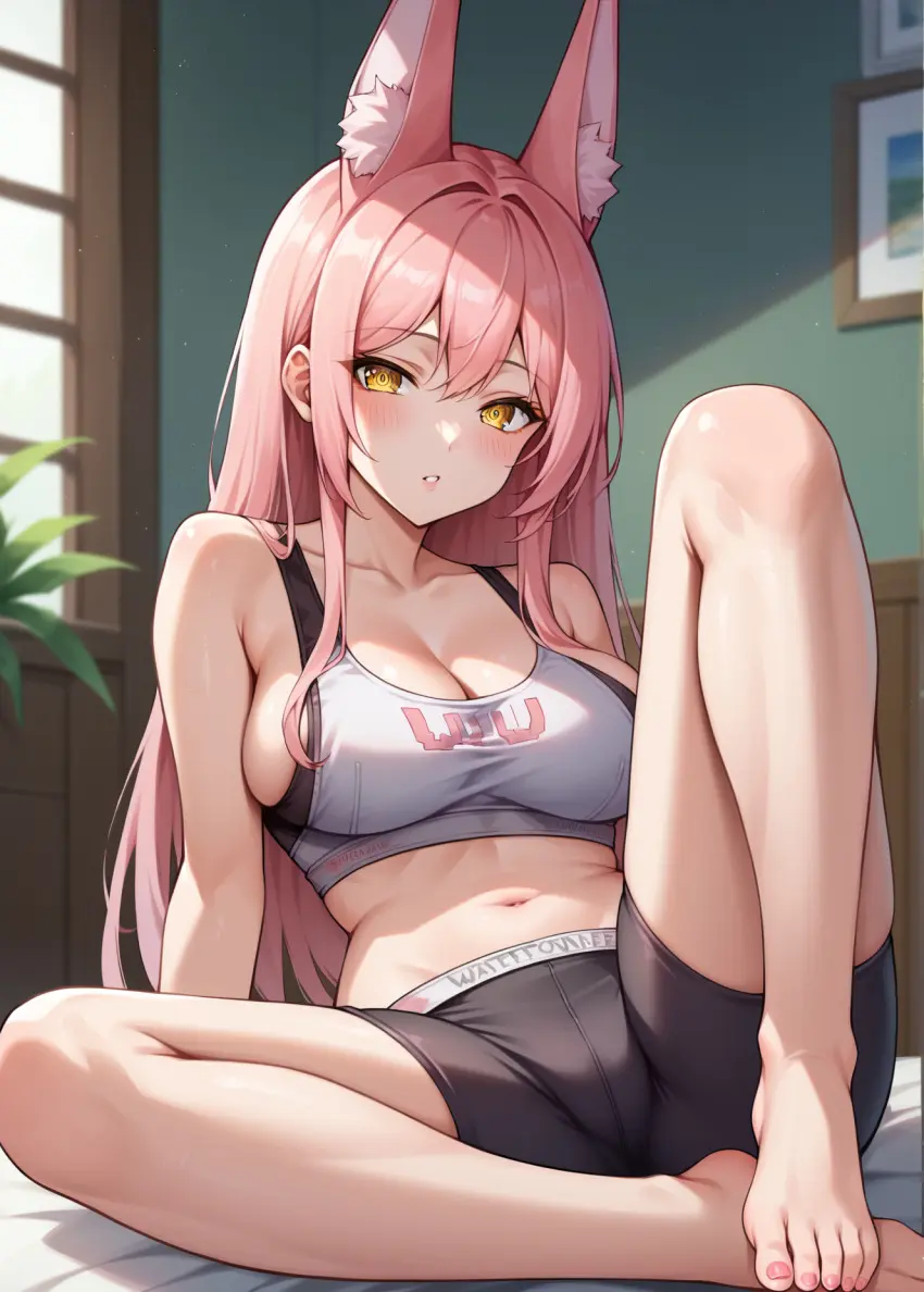 Image big_breasts,breasts,female,feet,ai_generated,pink_hair,goddess_of_victory:_nikke,kawaii_waifus,leona_(nikke),preview