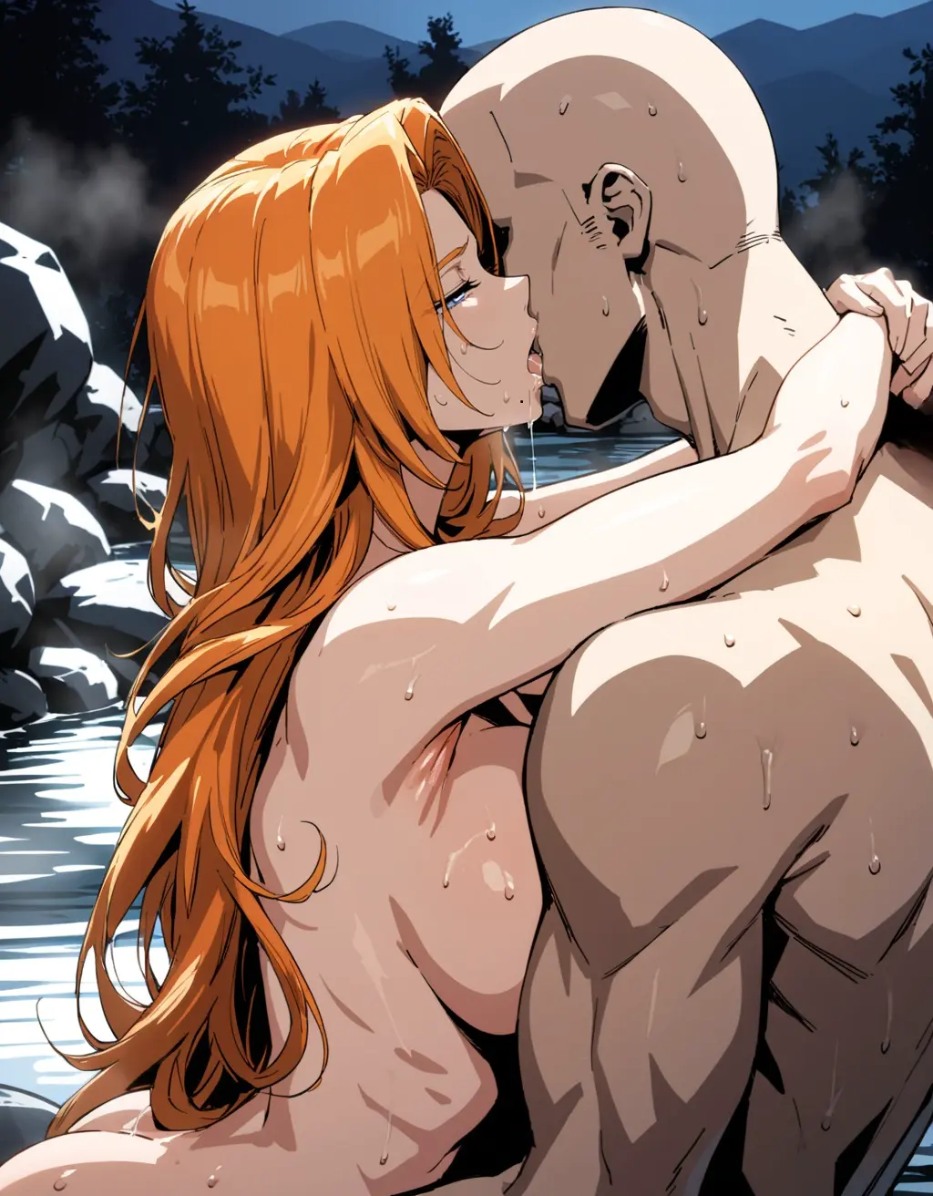 Image 1girls,big_breasts,breasts,female,large_breasts,light-skinned_female,light_skin,long_hair,nipples,very_long_hair,1boy,male,nude,wide_hips,water,armpits,wet_skin,ai_generated,cleavage,orange_hair,huge_breasts,nude_female,breasts_bigger_than_head,completely_nude,stable_diffusion,mole,nai_diffusion,wet,mature_female,completely_nude_female,night,upper_body,bleach,mature,wet_body,mole_under_mouth,kissing,hot_spring,onsen,partially_submerged,bald,wet_hair,hugging,moonlight,bathing,bathhouse,mixed_bathing,armpit_crease,ribs,shaved_armpit,shared_bathing,matsumoto_rangiku,oppai,arms_around_neck,bald_male,alchy,artifact_(metadata)