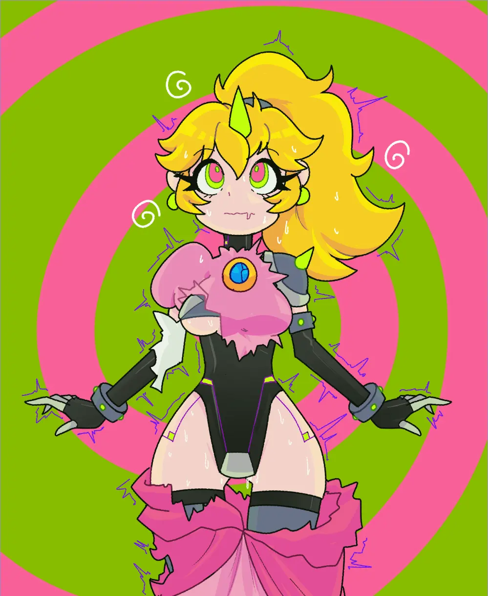 Image 1girls,breasts,clothing,female,female_only,solo,tagme,blonde_hair,mario_(series),nintendo,revealing_clothes,skimpy_clothes,princess,princess_peach,femsub,fully_clothed,transformation,hypnosis,mind_control,corruption,mid-transformation,rakuma-imp