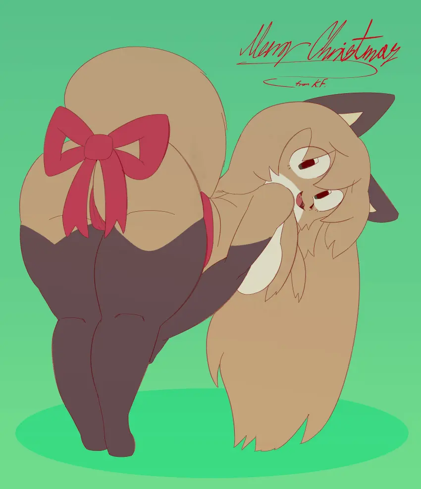 Image female,ass,tagme,green_eyes,bent_over,bow_ribbon,averi_(fiddleafox),gift_wrapped,killerfoxkin