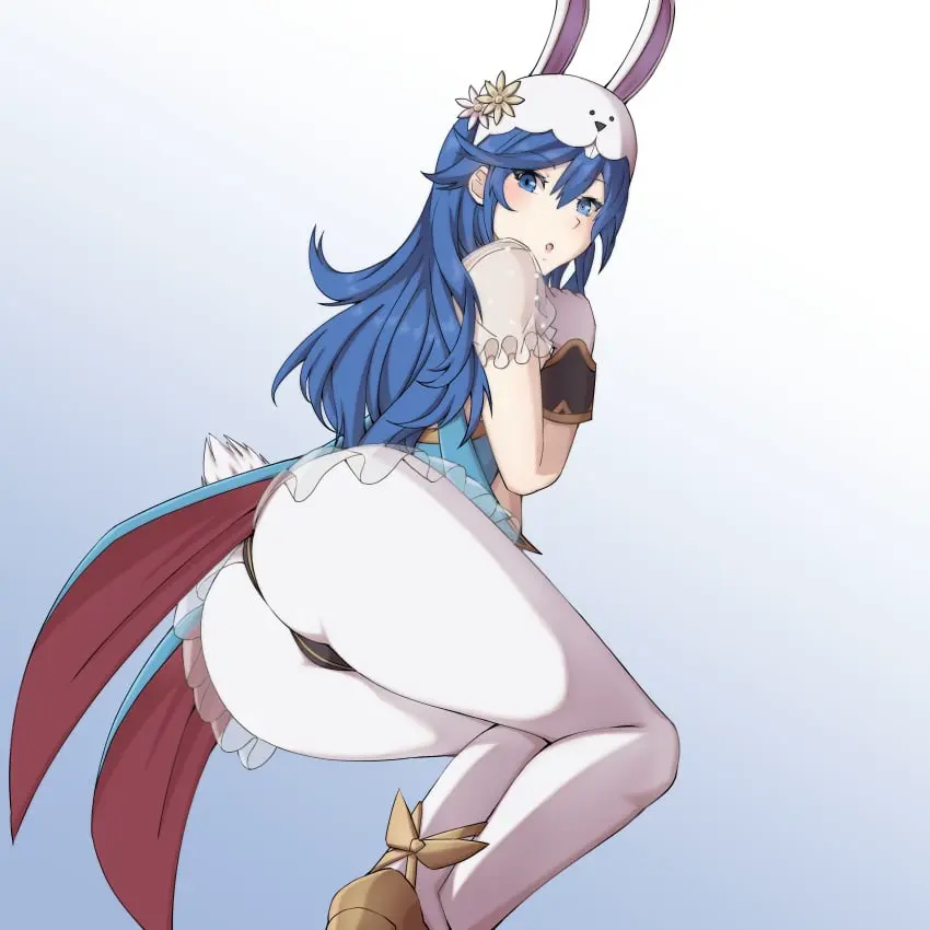 Image 1girls,female,female_only,highres,light-skinned_female,light_skin,long_hair,looking_at_viewer,open_mouth,simple_background,solo,absurdres,animal_ears,blue_eyes,blue_hair,gloves,tail,ass,looking_back,gradient_background,bunny_ears,bunny_girl,rabbit_ears,nintendo,white_gloves,official_alternate_costume,alternate_costume,ass_focus,fire_emblem,fire_emblem_awakening,lucina_(fire_emblem),fire_emblem_heroes,bunny_tail,bunnysuit,large_ass,leotard,fake_animal_ears,fluffy_tail,pantyhose,rabbit_tail,white_pantyhose,zerocgm,brand_of_the_exalt,lucky_zero