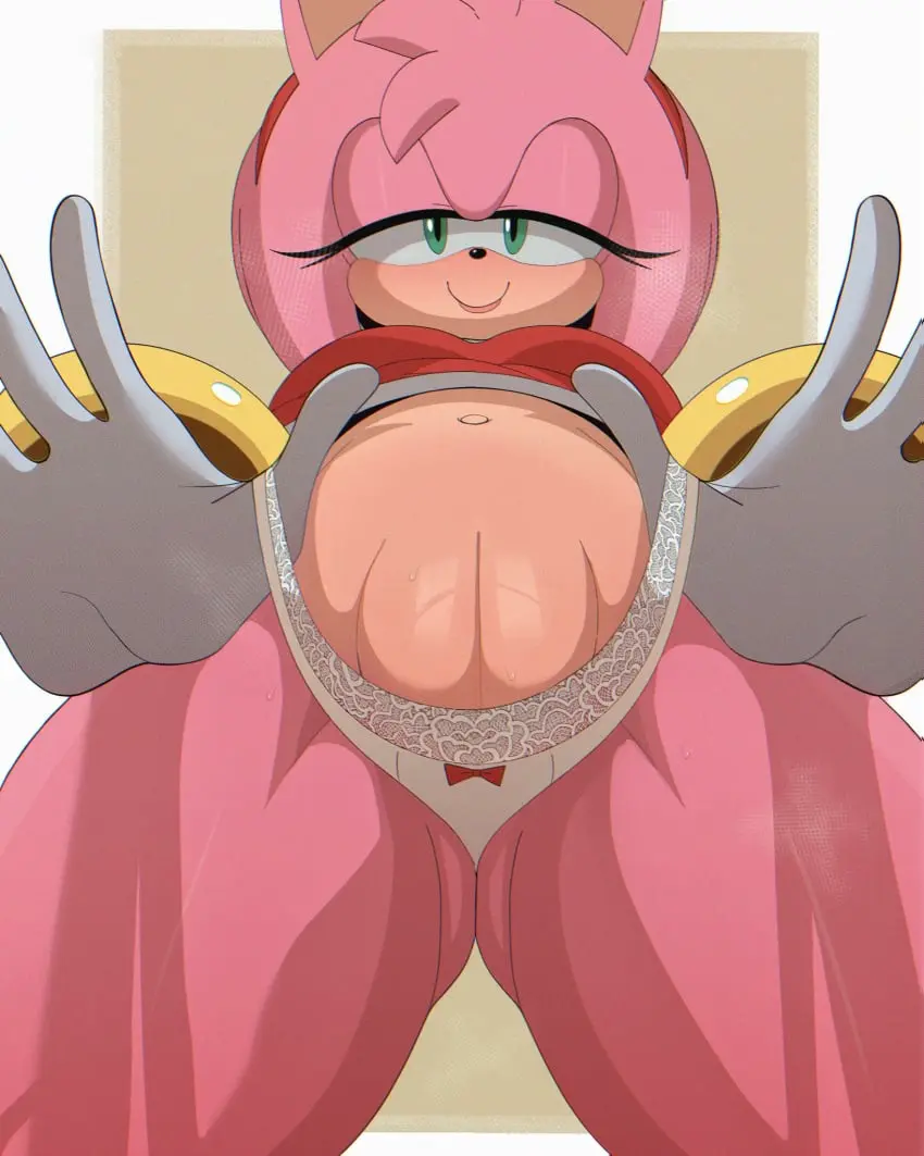 Image clothing,female,hi_res,looking_at_viewer,smile,solo,standing,gloves,navel,pussy,short_hair,panties,underwear,bedroom_eyes,seductive,accessory,eyelashes,hair_accessory,hairband,jewelry,hair,pink_hair,anthro,dress,half-closed_eyes,genitals,low-angle_view,mammal,from_below,bracelet,black_nose,narrowed_eyes,2024,amy_rose,sega,sonic_(series),sonic_the_hedgehog_(series),handwear,cleft_of_venus,plump_labia,bow_ribbon,hedgehog,innie_pussy,eulipotyphlan,a_name_for_me,hereapathy