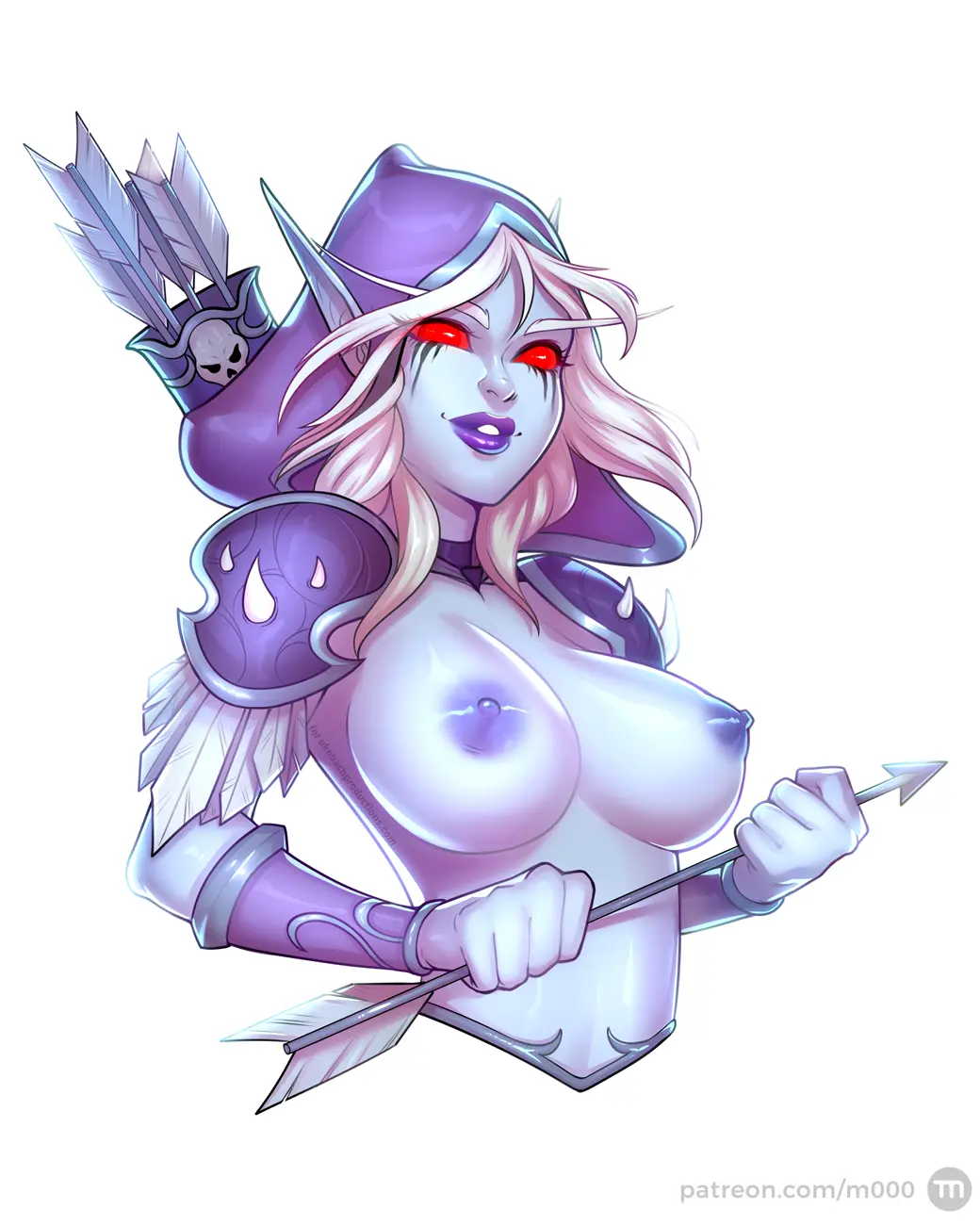 Image 1girls,big_breasts,breasts,female,solo,blonde_hair,warcraft,world_of_warcraft,blizzard_entertainment,blue_skin,undead,forsaken,sylvanas_windrunner,undead_(warcraft),m000