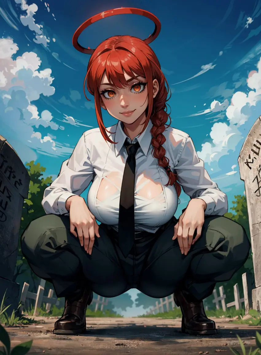 Image female,looking_at_viewer,ai_generated,chainsaw_man,makima_(chainsaw_man),office_lady,makimass_ai