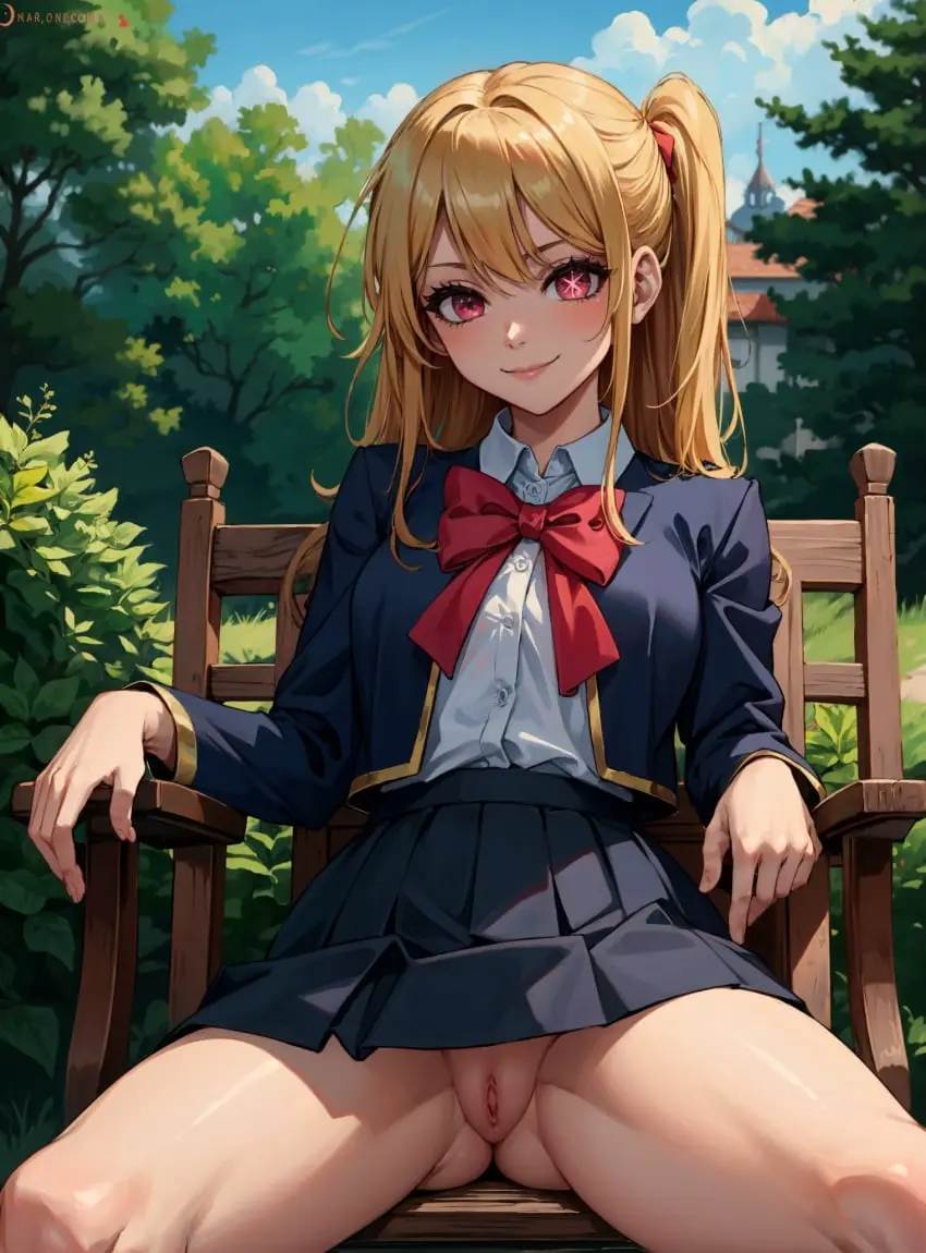 Image female,looking_at_viewer,ai_generated,no_panties,makimass_ai,hoshino_ruby,oshi_no_ko