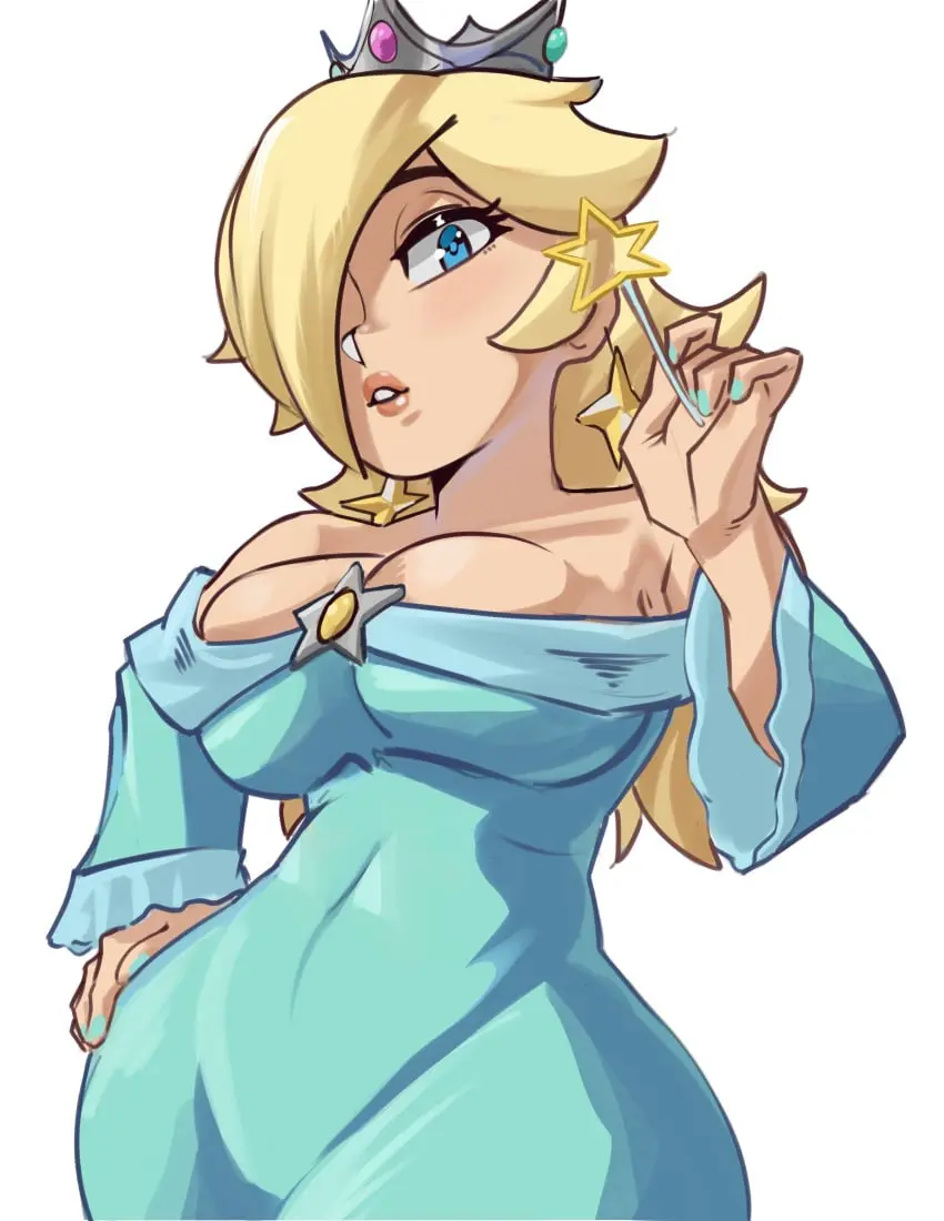 Image 1girls,big_breasts,breasts,female,light-skinned_female,light_skin,long_hair,looking_at_viewer,solo,white_background,blue_eyes,earrings,hair_over_one_eye,wide_hips,hips,bare_shoulders,cleavage,eyelashes,teeth,2d,blonde_hair,parted_lips,dress,lips,nail_polish,busty,curvy,curvy_figure,mario_(series),nintendo,hand_on_hip,hourglass_figure,tight_clothing,covered_navel,2d_(artwork),star,2d_artwork,blue_nails,fully_clothed,painted_nails,crown,bursting_breasts,tight_dress,painted_fingernails,frills,princess_rosalina,frilled_sleeves,wand,moxydrawsmore
