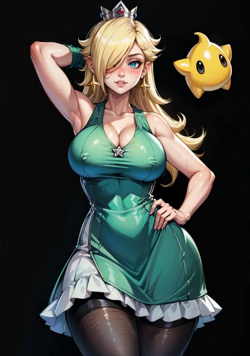 Image female,looking_at_viewer,ai_generated,mario_(series),video_games,pantyhose,princess_rosalina,makimass_ai,luma