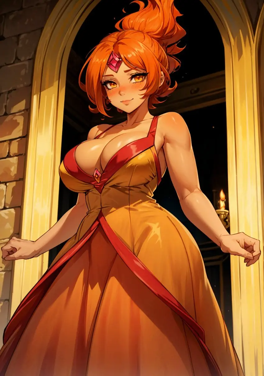 Image female,looking_at_viewer,ai_generated,adventure_time,makimass_ai,flame_princess
