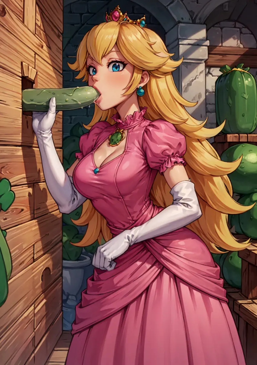 Image female,looking_at_viewer,penis,ai_generated,green_skin,mario_(series),blowjob,princess_peach,video_games,sucking,sucking_penis,glory_hole,sucking_tip,makimass_ai