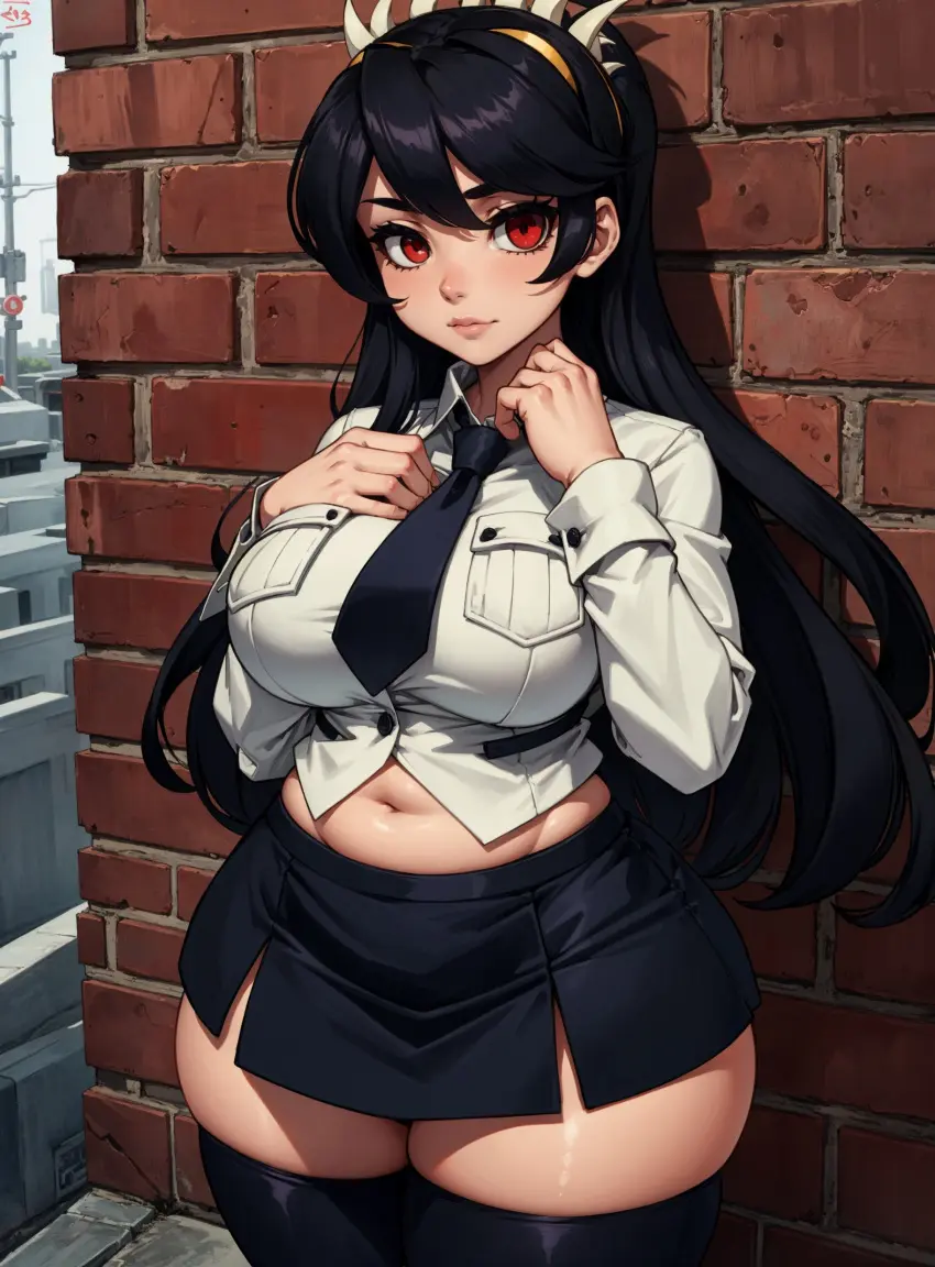 Image female,looking_at_viewer,ai_generated,video_games,skullgirls,makimass_ai,filia_(skullgirls)