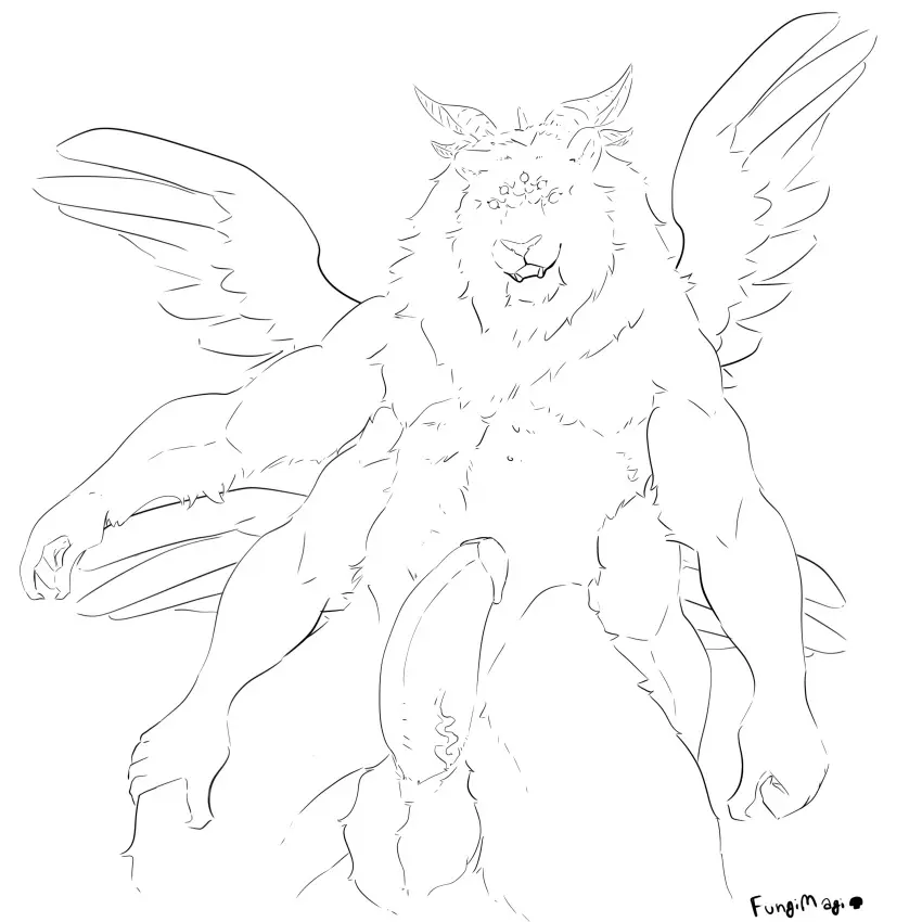 Image hi_res,male,nude,penis,balls,wings,absurd_res,genitals,mammal,felid,lion,pantherine,fungimagi