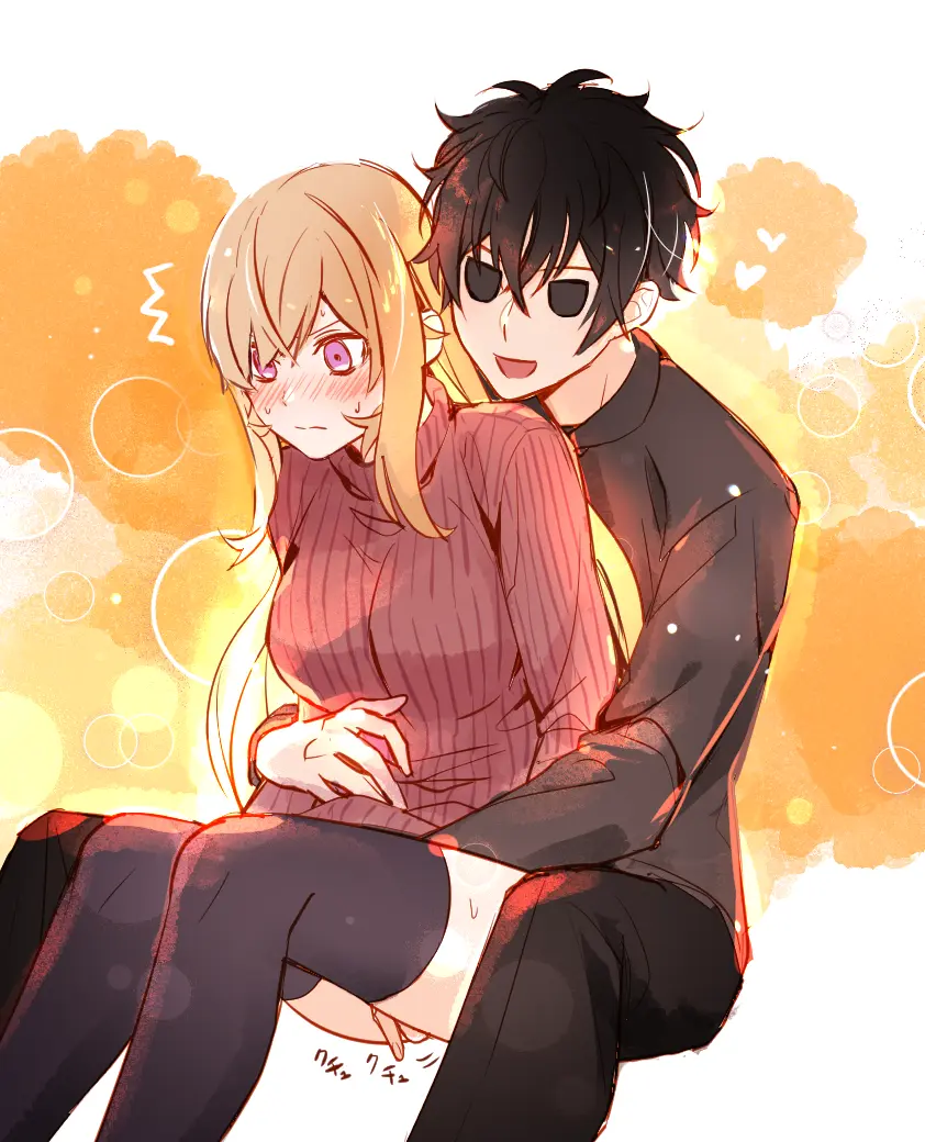 Image blush,breasts,female,large_breasts,long_hair,long_sleeves,pants,smile,1boy,black_hair,male,short_hair,straight,blonde_hair,sitting,couple,purple_eyes,closed_eyes,sweatdrop,hair_between_eyes,closed_mouth,fingering,commentary_request,alternate_costume,siblings,ribbed_sweater,sweater,pantyhose,brother_and_sister,black_pants,hug,black_pantyhose,hug_from_behind,shokugeki_no_souma,fingering_from_behind,nakiri_erina,doromame,nakiri_asahi