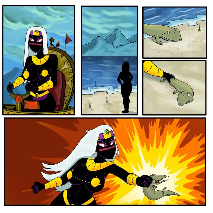 Image comic_panel,looney_tunes,warner_brothers,duck_dodgers,martian,martian_(duck_dodgers),queen_tyr'ahnee,punch,worldsandcenturies,evolution