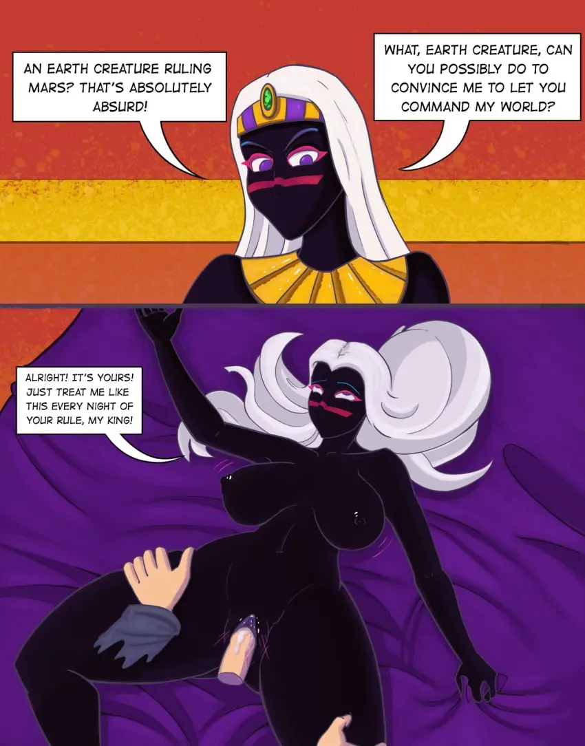 Image big_breasts,breasts,female,human,white_hair,cum,male,nude,thick_thighs,jewelry,male/female,nude_female,cum_in_pussy,cum_inside,text,vaginal_penetration,purple_eyes,eyes_rolling_back,looking_pleasured,bed,bedroom,dialogue,black_body,interspecies,dialogue_box,femsub,creampie,sex_slave,before_and_after,alien,alien_girl,maledom,instant_loss_2koma,royalty,looney_tunes,warner_brothers,alien_humanoid,alien/human,duck_dodgers,martian,martian_(duck_dodgers),queen_tyr'ahnee,instant_loss,enslaved_royal,human_is_better,humaned,arrogant,worldsandcenturies,human_worship,human_dominating,human_supremacy