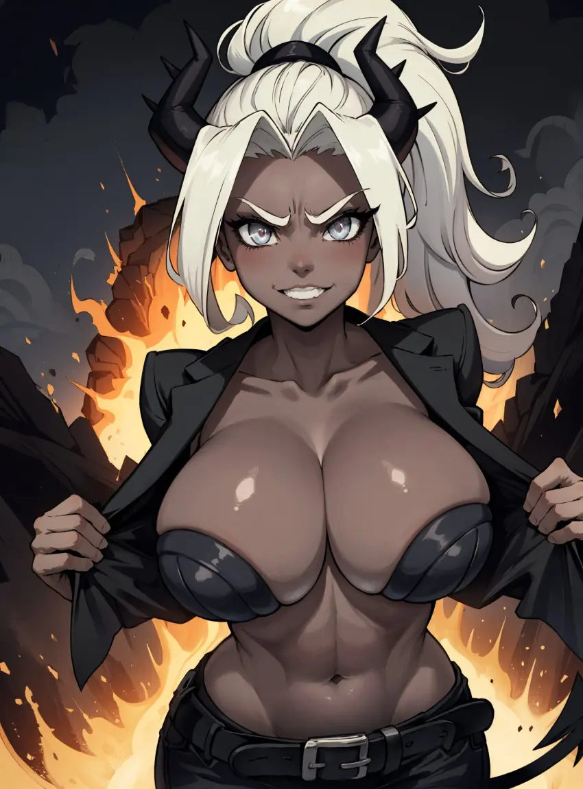Image female,looking_at_viewer,ai_generated,video_games,helltaker,judgement_(helltaker),makimass_ai