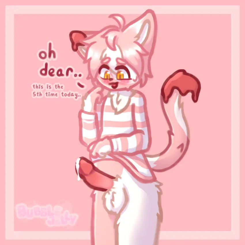 Image male,penis,yellow_eyes,furry,cat_ears,embarrassed,femboy,male_only,balls,pink_hair,flustered,cock,dick,precum,clothes_lift,cat_humanoid,feline,furry_only,male_focus,sweater,fluffy,fluffy_tail,pink_fur,blonde_fur,leaking_precum,embarrassed_nude_exposure,catboy,fluffy_balls,berry_(bubblejelly),bubblejelly