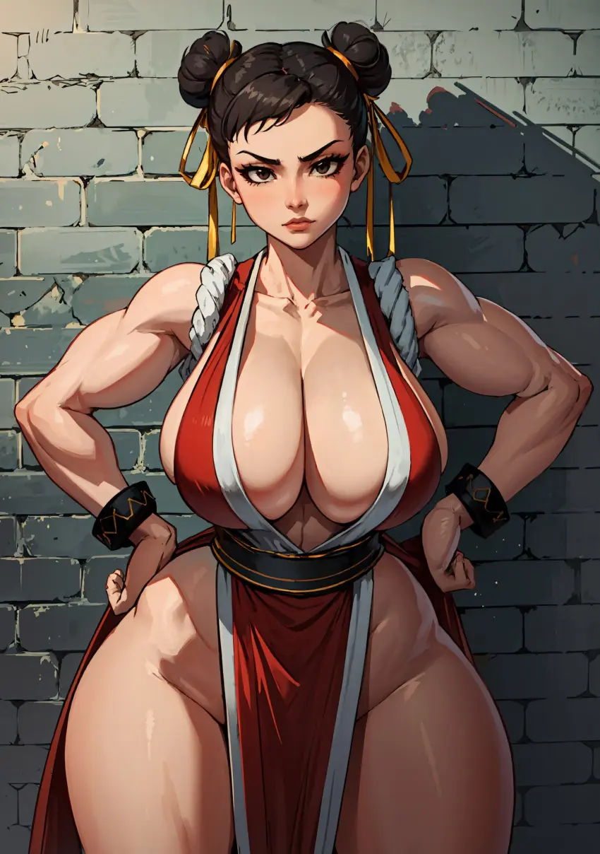 Image 1girls,female,female_only,human,looking_at_viewer,solo,ai_generated,video_games,chun-li,street_fighter,makimass_ai,mai_shiranui_(cosplay)