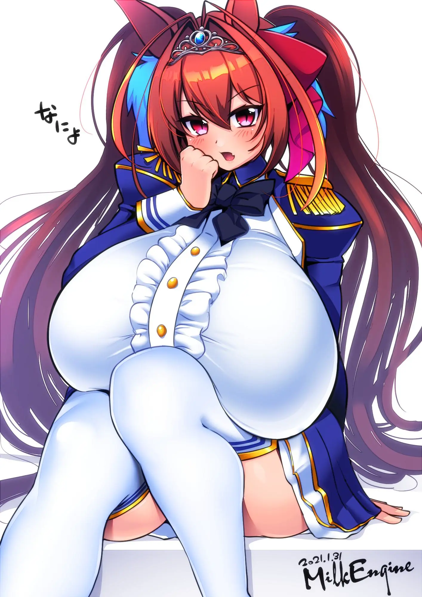 Image breasts,female,long_hair,solo,red_hair,ass,thick_thighs,thighs,uncensored,humanoid,hair,huge_breasts,2d,tagme,kemonomimi,sitting,2d_(artwork),2d_artwork,button_down_shirt,pigtails,sitting_down,buttons,kyosuke_fujiwara,long_pigtails