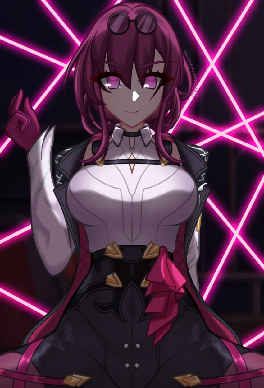 Image 1girls,2023,female,tagme,purple_eyes,purple_hair,honkai:_star_rail,kafka_(honkai:_star_rail),greenscorpeon3